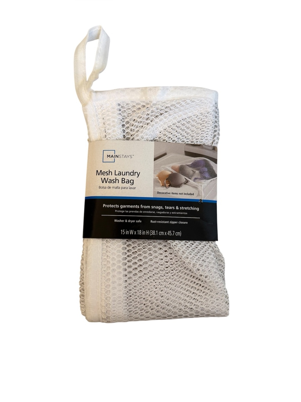 Mainstays Delicates Mesh Wash Bag with zipper closure, White